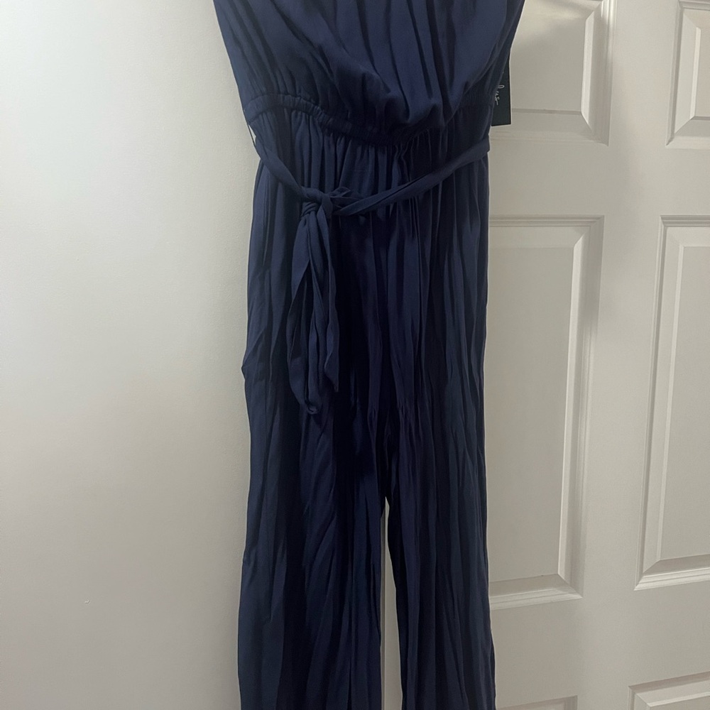 Lulu's navy strapless jumpsuit